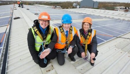 Solar panels on the rooftop of Norbar, owned and managed by Low Carbon Hub