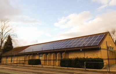 Solar panels on the rooftop of Cherwell School, owned and managed by Low Carbon Hub