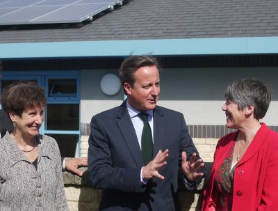 David Cameron launches solar panels on the rooftop of Eynsham School, owned and managed by Low Carbon Hub