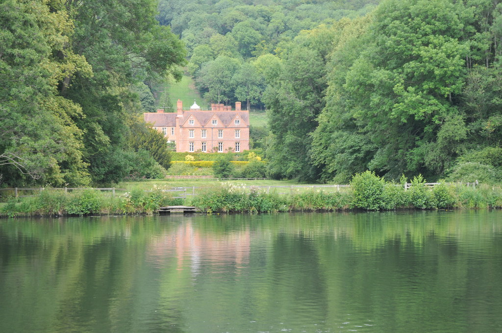 Hardwick House across a lake on Hardwick Estate.