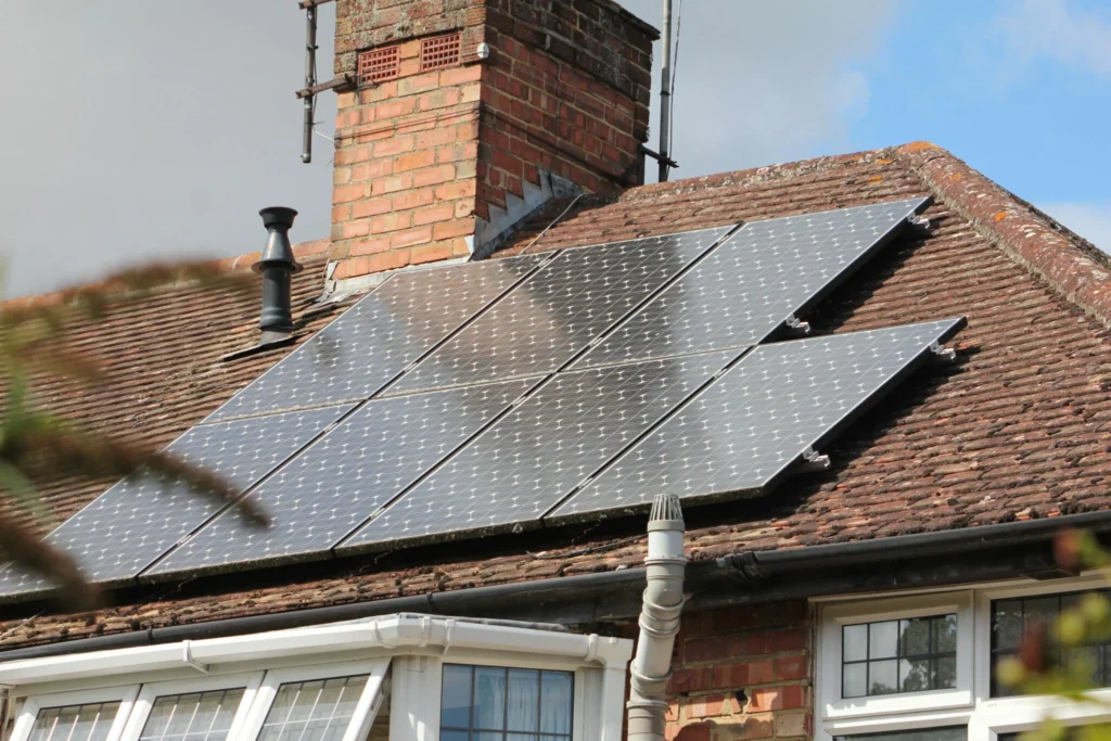 Rooftop solar panels on house