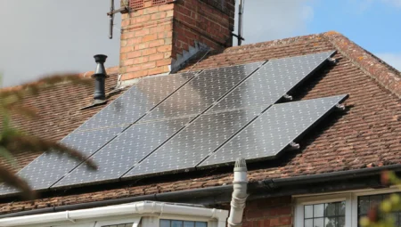 Rooftop solar panels on house