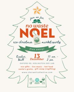 Graphic saying No waste Noel eco market and party.
